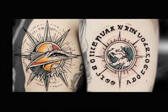 create minimalist line art tattoo with my style