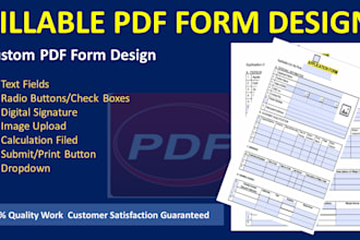 create custom design fillable form or create pdf form from excel and word