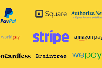 integrate payment gateways paypal, stripe, 2checkout, authorize net, square,