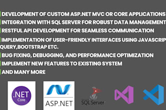 develop, fix, update or maintain your asp net core mvc application and api
