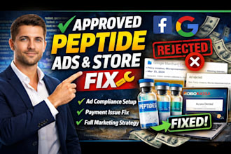 do peptide marketing, run approved peptide ads, fix peptide store payment issue