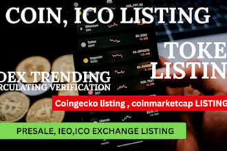 successfully list token, coin exchange, presale ieo ico listing on cmc coingecko