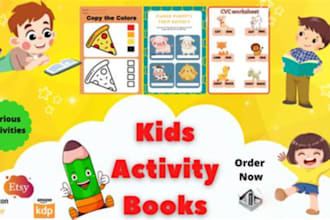do kids activity book, children coloring book , book cover design for KDP, etsy