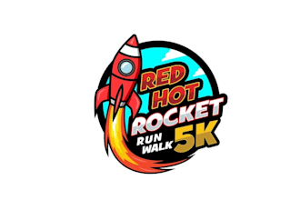 make modern red hot rocket run logo for shirts and signs