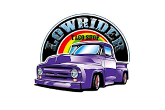 make beautiful low rider taco shop logo