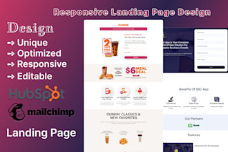design a unique hubspot landing page, mailchimp landing page