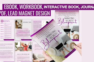 design interactive book, journal design, flipbook, workbook, fillable pdf