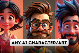 design 3d cartoon character pixar, talking avatar, logo, animation, ai art