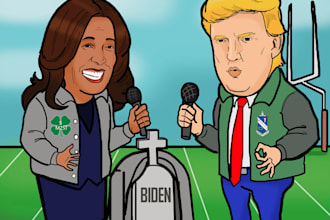 draw digital political editorial cartoon for social media