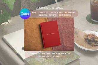 design canva ebooks, planners, flyer, cookbooks, catalogs, presentations