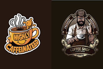 do creative t shirt bar coffee shop logo design