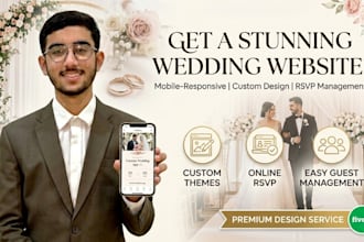 design a stunning wedding website for you with rsvp