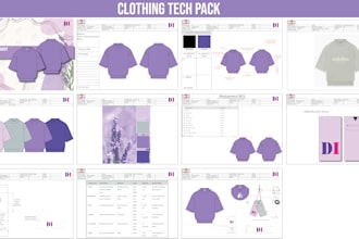 create professional fashion technical sketches  tech packs