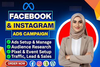 setup facebook ads campaign, instagram ads campaign for sales or leads