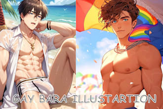 draw gay bara illustration gay couples male muscled gay bara nsfw couple yaoi