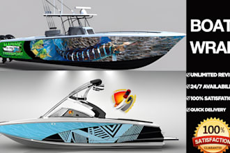 design boat wrap, ski jet, watercraft, surfboard, yacht wrap design
