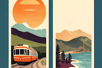 create retro vintage minimalist travel poster illustration
