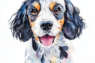 paint dog, cat or any pet portrait using watercolor