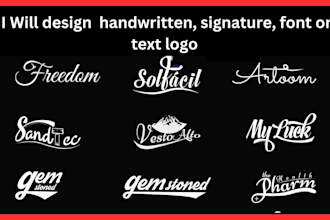 design scripted, handwritten, signature, font or text logo