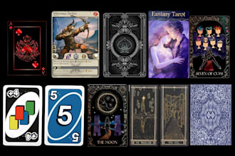 card game design, board game art, card game box mockup, card game rule book