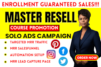 advertise master resell right, kajabi thinkific online course promotion sales