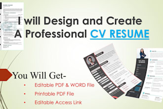 design and create a job landing professional CV resume