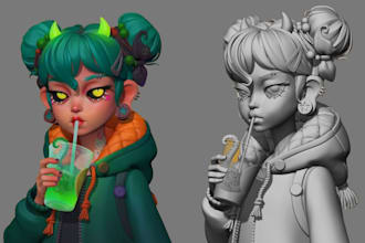 sculpt high quality 3d model character, statue figure in blender for 3d printing