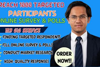 fill online survey polls and questionnaires with 1000 unique participants