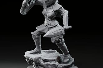 do 3d character,tabletop wargame miniature,toy 3d design,action pose,knight stl