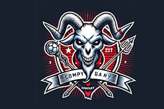 design a fierce skull goat head sport mascot logo for your team or brand