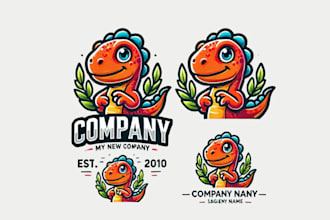 design an awesome kids, dinosaurs, mascot logo  with express delivery