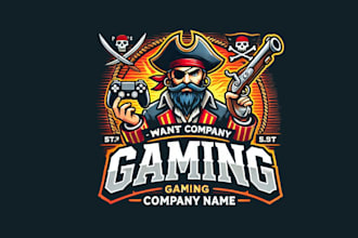 design an epic pirates mascot gaming logo for your brand