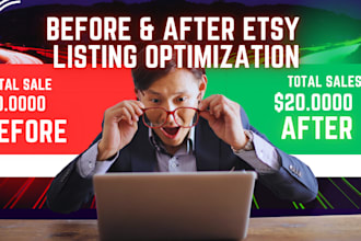 optimize etsy listing for SEO and print on demand store sale to 7 figures