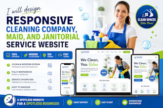 design responsive cleaning company, maid, and janitorial service website