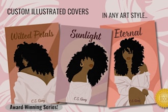 draw illustrated romance book cover design for amazon kdp