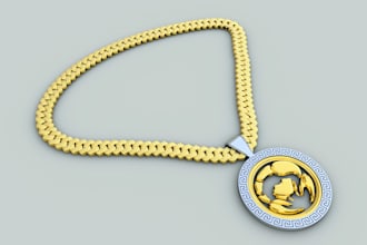 do realistic 3d jewelry design of ring, pendant, earring bracelets and necklace
