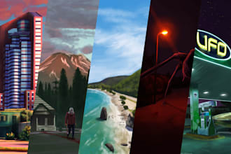 paint landscapes and background concept art and illustration