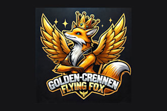 design golden crowned flying fox mascot logo for your company