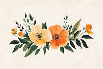 design custom hand drawn botanical boho modern logo