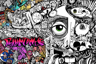 create cartoon doodle art illustration for your project