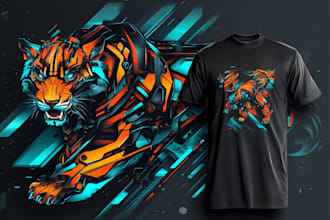 create tshirt design animal in robotic and mecha style
