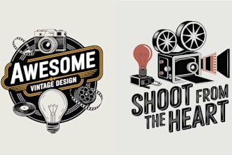 create hand drawn photograph film production logo
