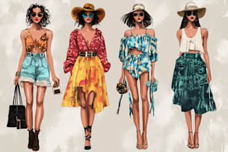 draw an fashion illustration, editorial, sketch