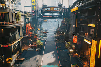 create cyberpunk city style art for any project