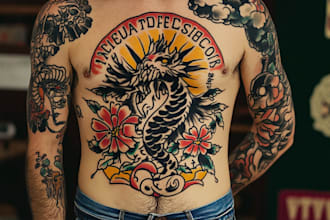 draw awesome old school tattoo style designs