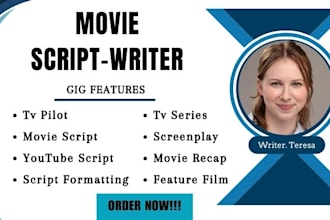 movie scriptwriter tv series, novel adaptation screenplay feature film script