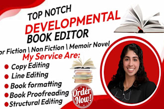 do fiction and non fiction book, developmental editing, line and copy editing