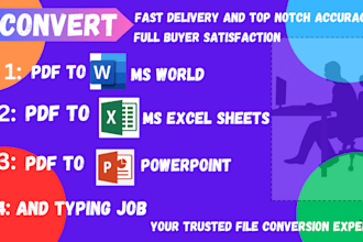 do conversion of PDF or image into excel world and csv
