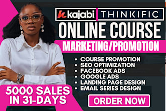 udemy online course promotion teachable thinkific kajabi health course marketing