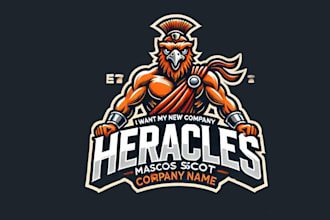 design a bold heracles, mascot sport logo for your team or brand